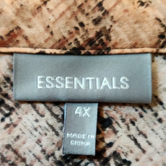 Essentials Women’s 4X Button-Up Stretch Top – Plus - 3/4 Sleeve, Brown-Black - Picture 5 of 14